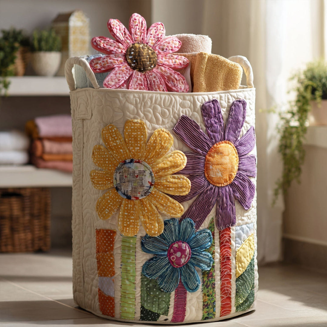 Quiltad tvättkorg med vintageblommor NCU0PTT832