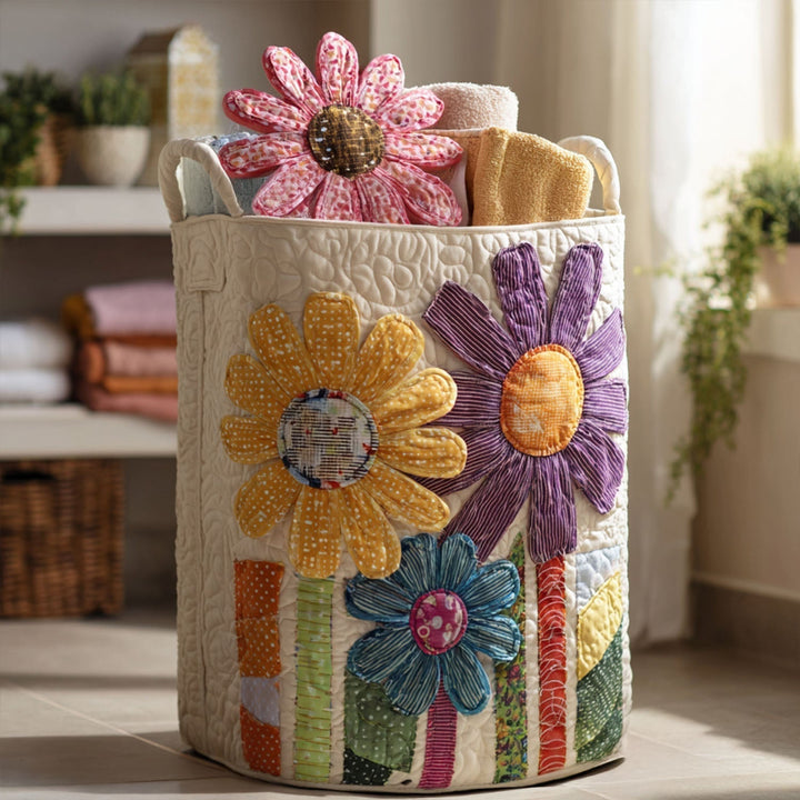 Quiltad tvättkorg med vintageblommor NCU0PTT832