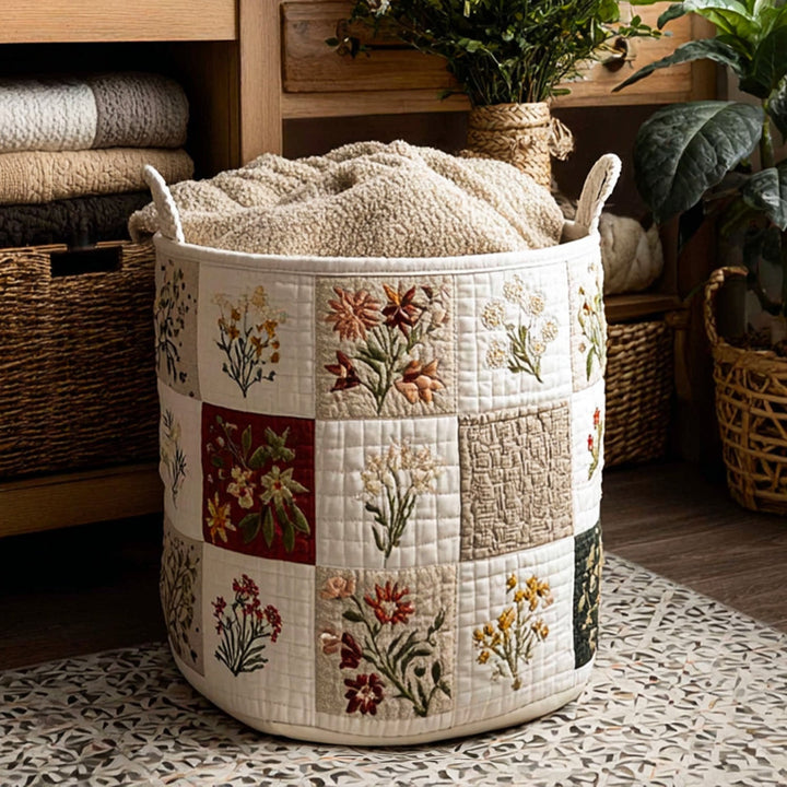 Quiltad tvättkorg med blommönster NCU0PTT737