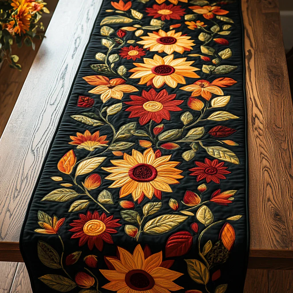 Bordsskydd med quiltning - Höstsolros