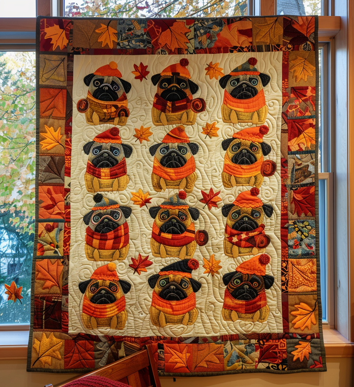 Quiltad Filt Pugs Höstvibe NCU0VL078