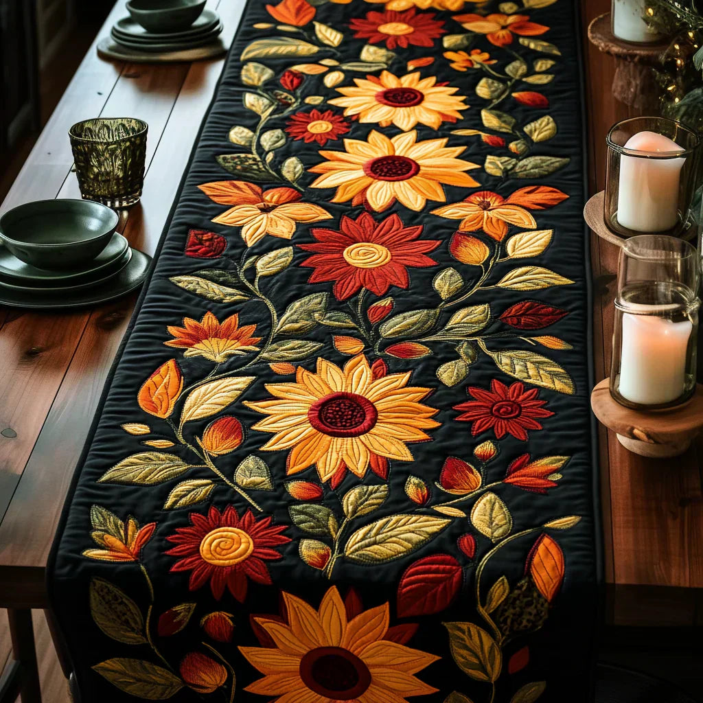 Bordsskydd med quiltning - Höstsolros