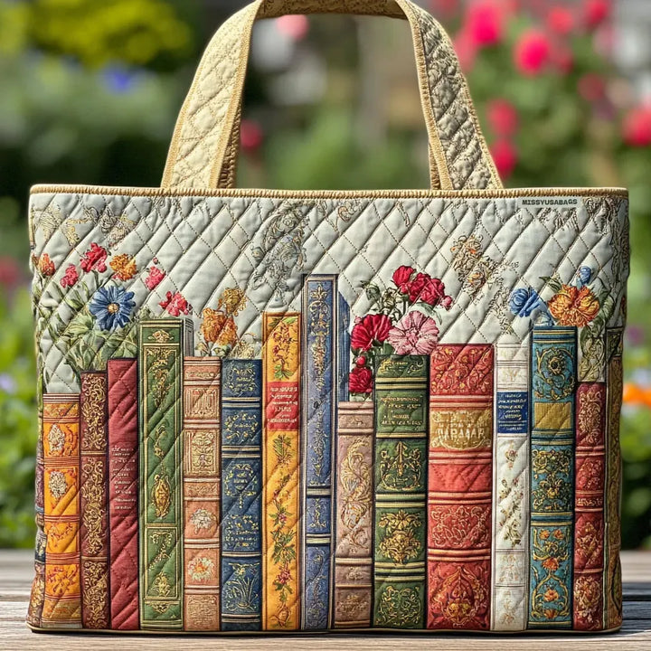 Handsydd quiltad väska med magisk bibliotek