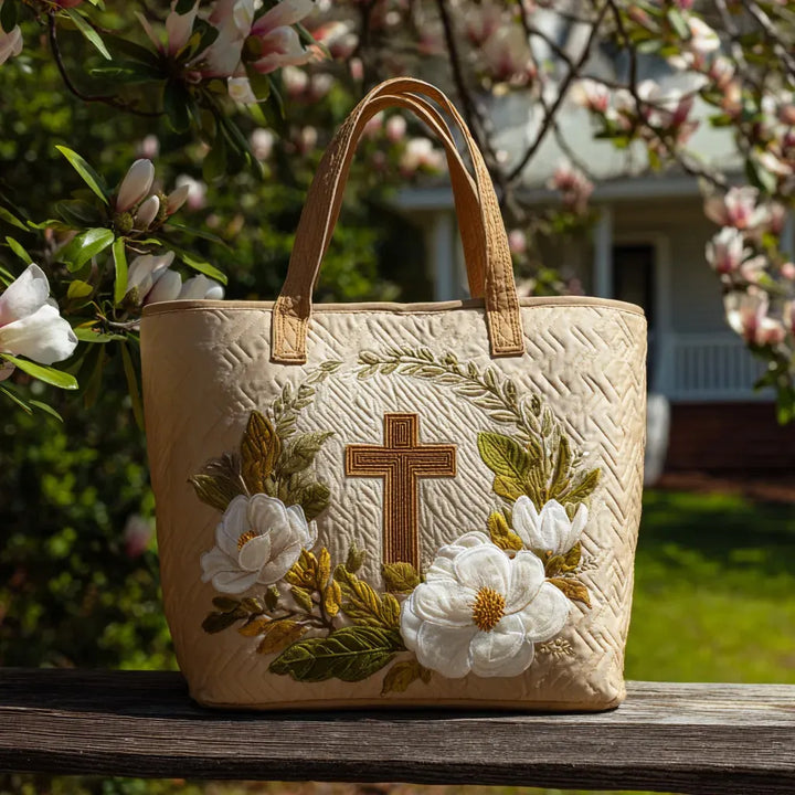 Handgjord quiltad väska med helig kors
