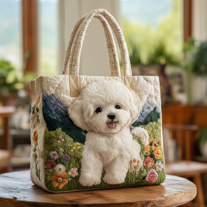 Handsydd quiltad väska med magisk hund