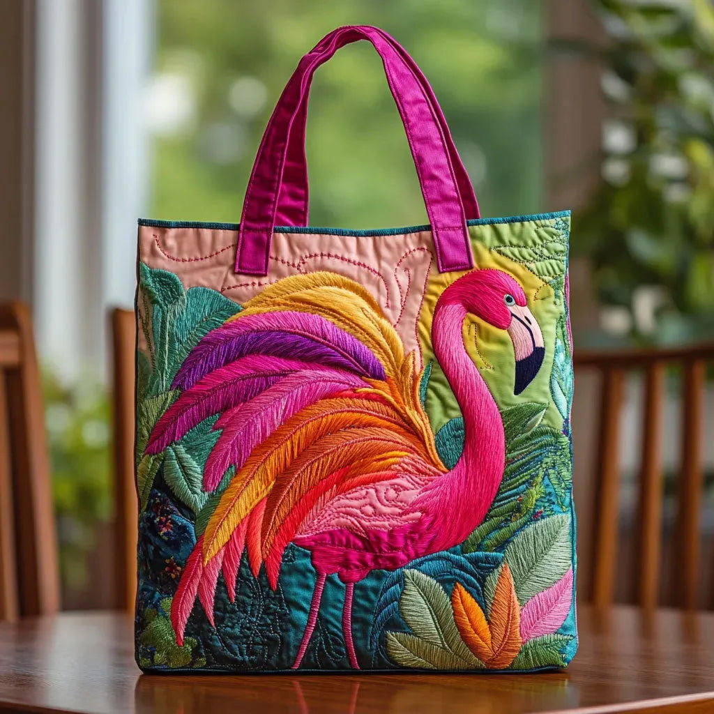 Handsydd quiltad väska med regnbågspink
