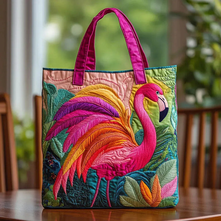 Handsydd quiltad väska med regnbågspink