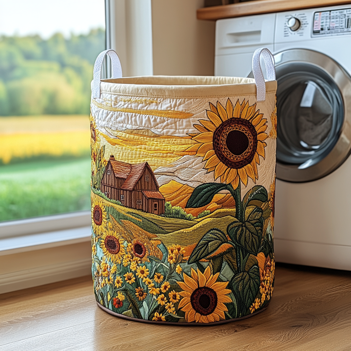 Quiltad tvättkorg med ladugård och blommig äng NCU0DDK797