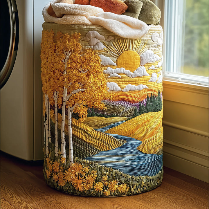 Quiltad tvättkorg med naturlandskap NCU0TH2981