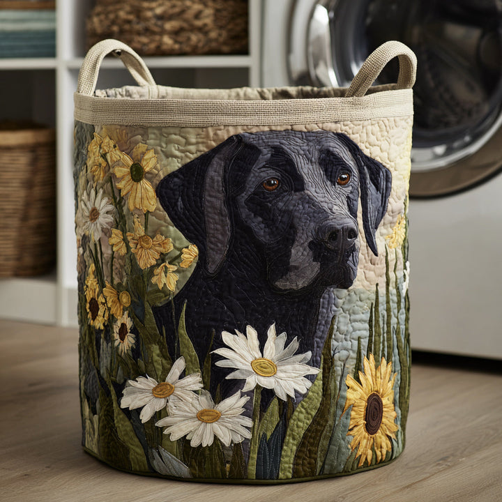 Uppblåsbart tvättkorg med Labrador och blommor NCU0HNH441