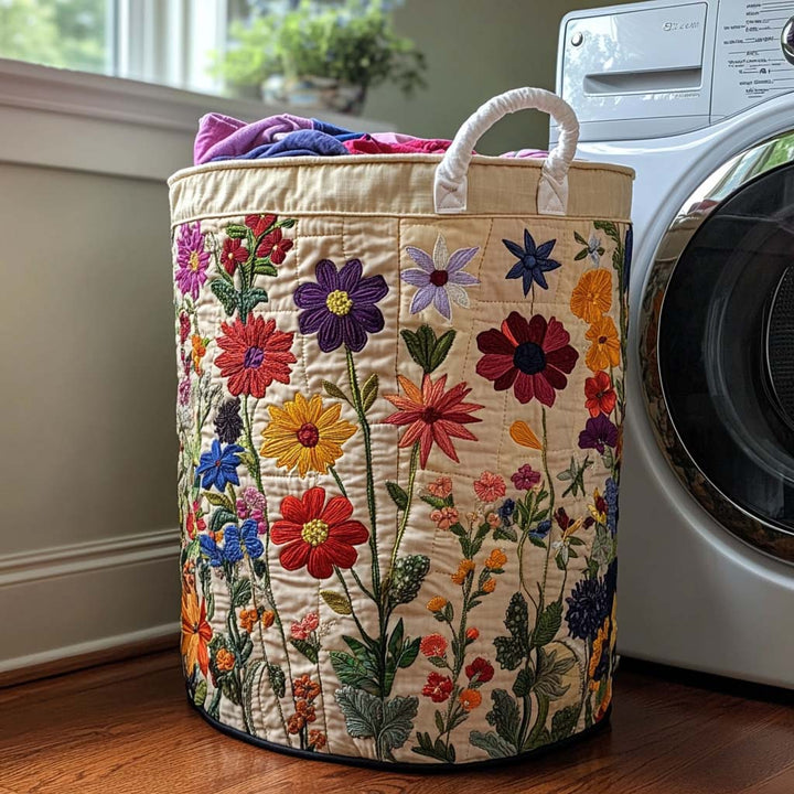 Quiltad tvättkorg med blommönster NCU0DV713