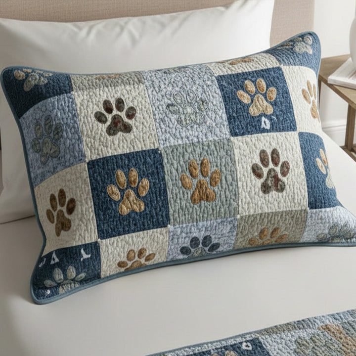 Quiltad kuddfodral med blått gräs och avtryck NCU0NT11676