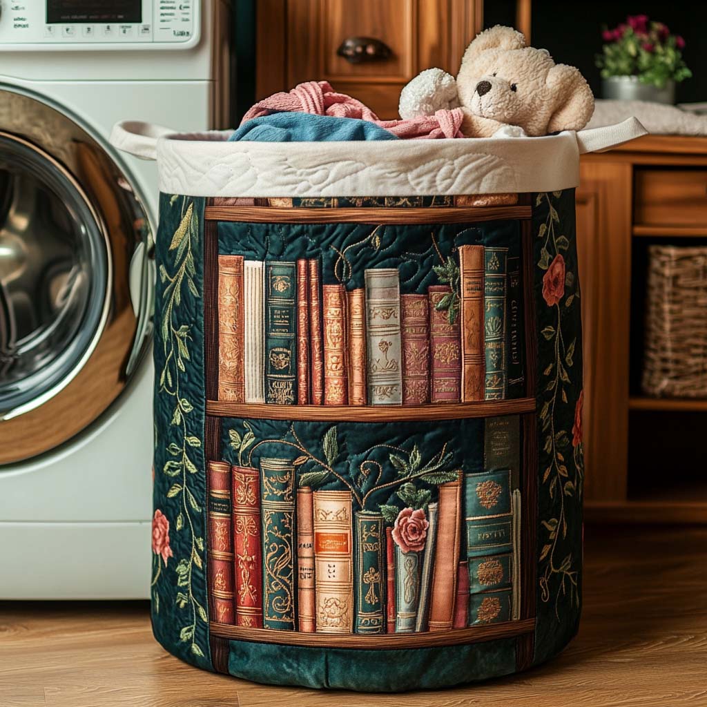Quiltad tvättkorg med litterärt mönster NCU0NNT1118