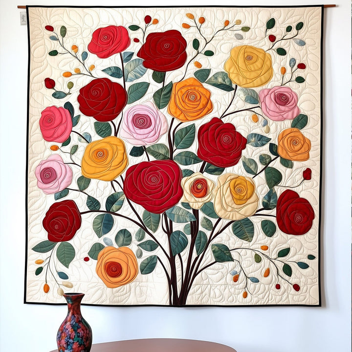 Bouquet av Rosor Konst Quilt Hängande NCU0PT815