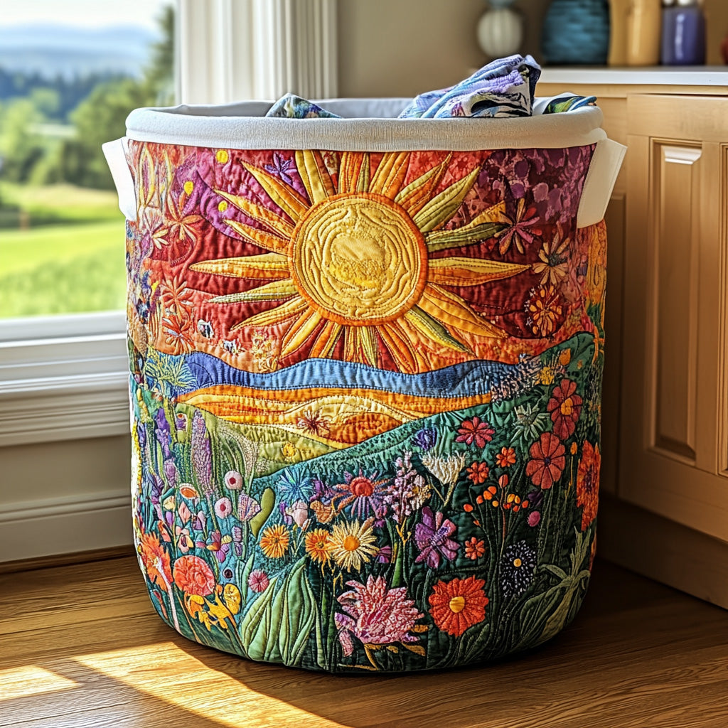 Quiltad tvättkorg med blommönster NCU0PVL616