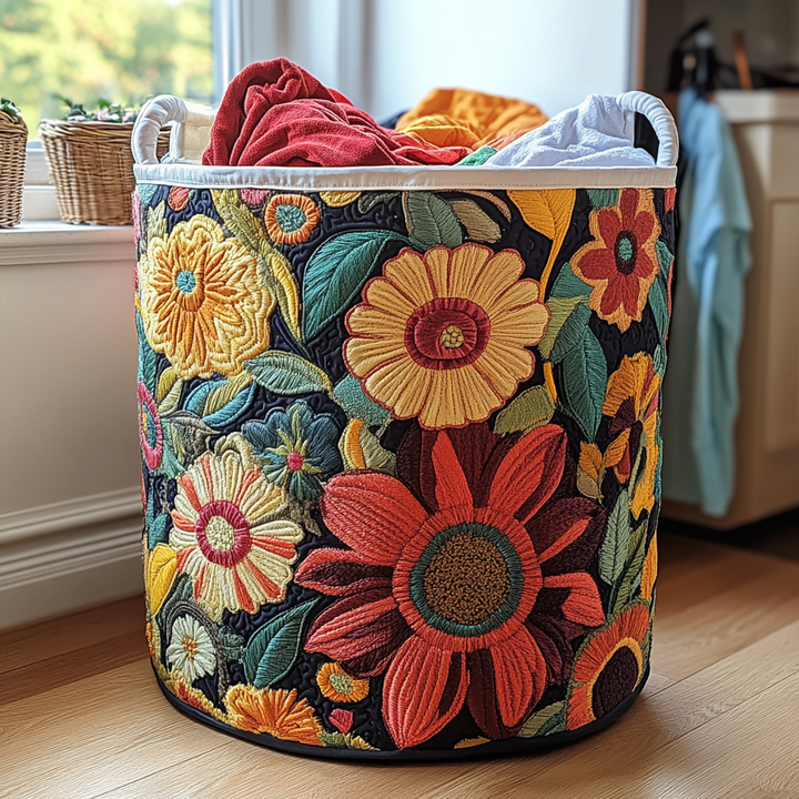 Blommönstrad quiltad tvättkorg NCU0DDK697