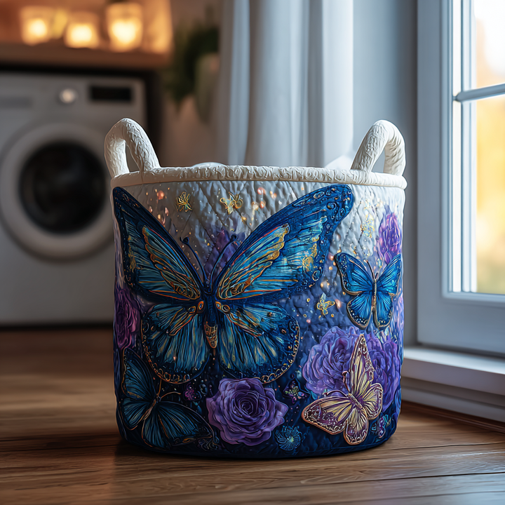 Korg för tvätt med quiltade fjärilar och blommor NCU0PVL418