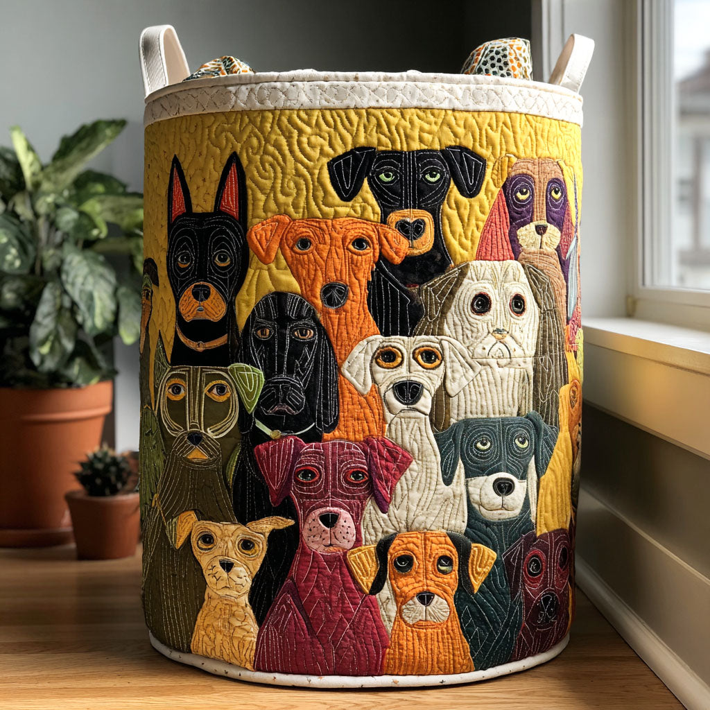 Quiltad tvättkorg med hundmotiv NCU0QN036