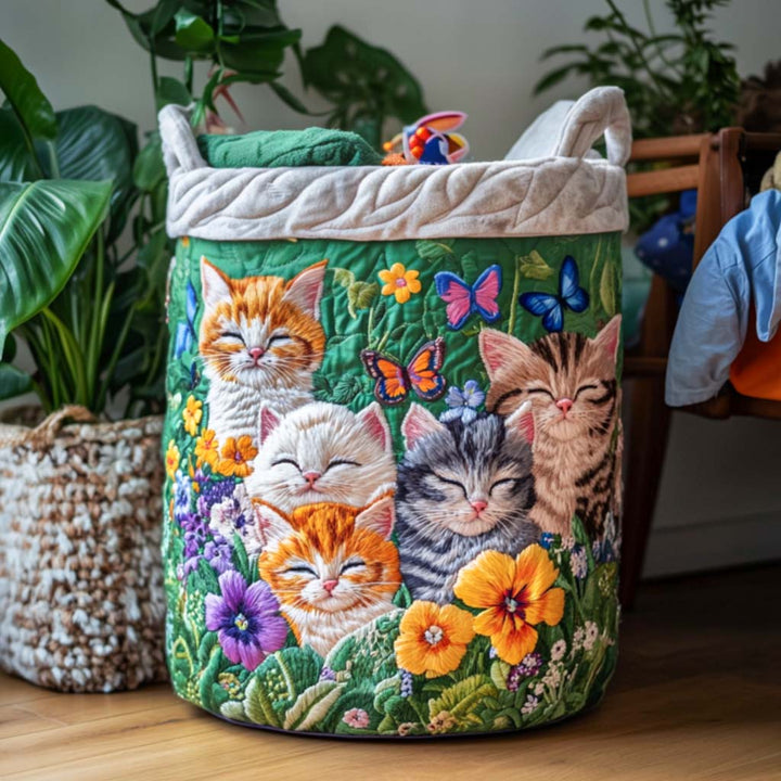 Fällbar tvättkorg med mysig katt NCU0NNT1325