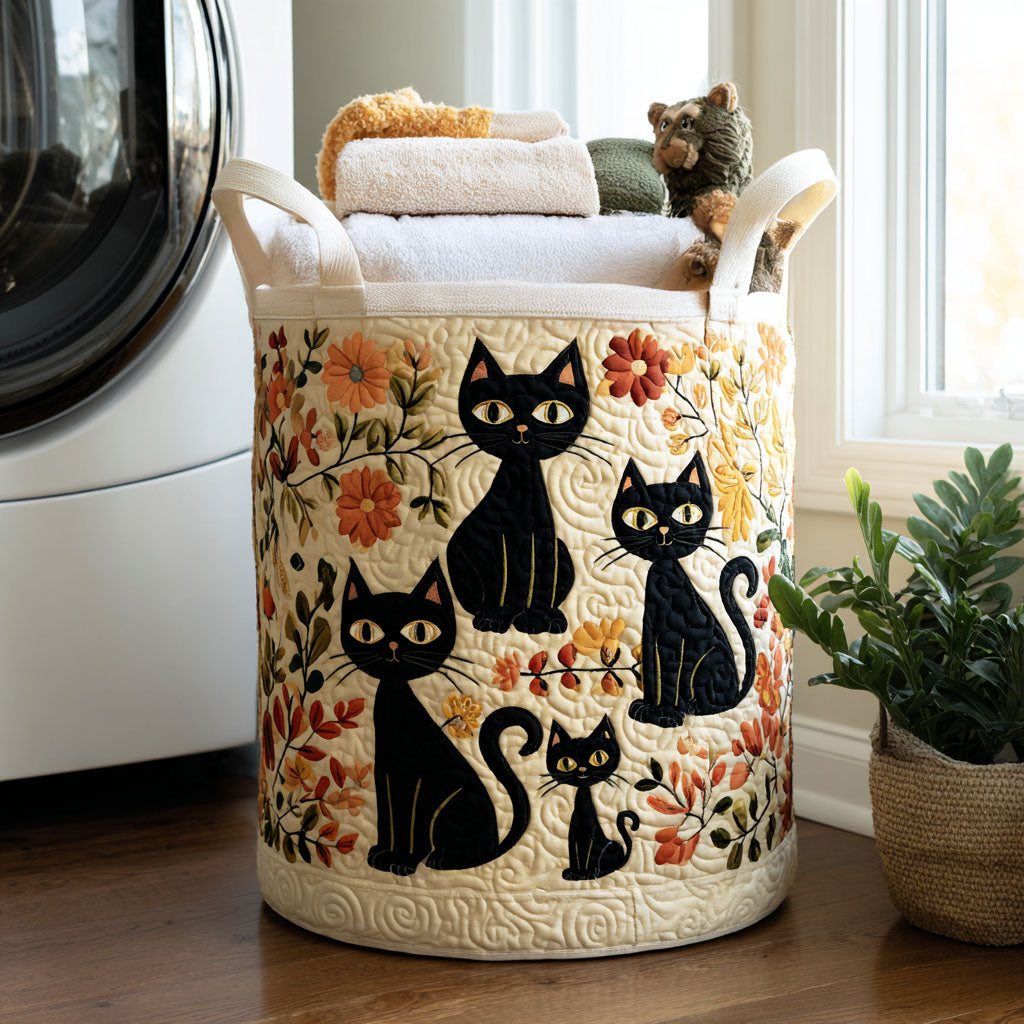Kattformad quiltad tvättkorg NCU0QN019