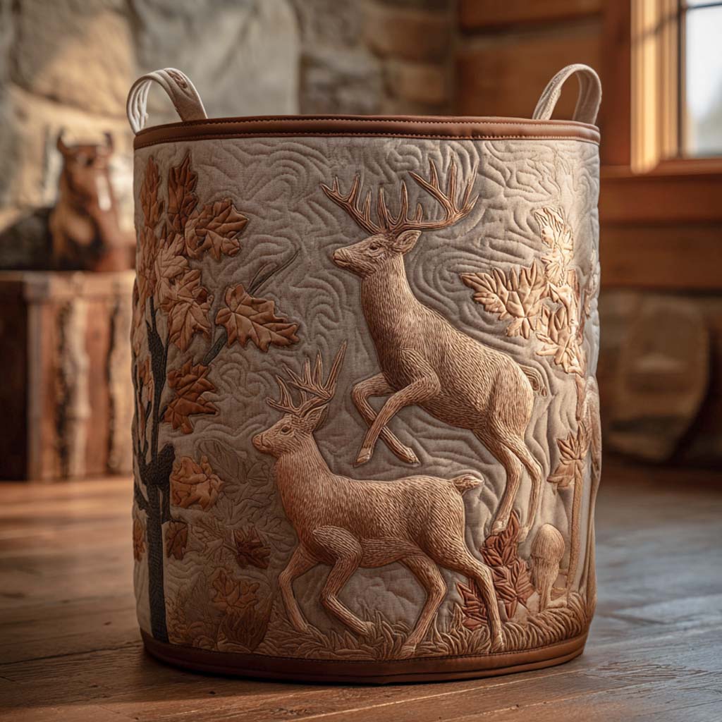 Quiltad tvättkorg med naturlandskap NCU0NXD053