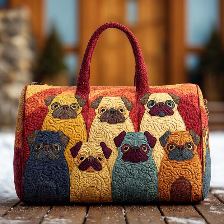 Quiltad axelväska med plufsig mops NCU0PT9555