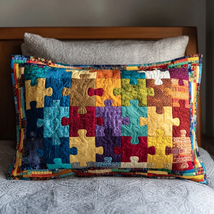Quiltad kuddfodral med färgblock NCU0NT9579