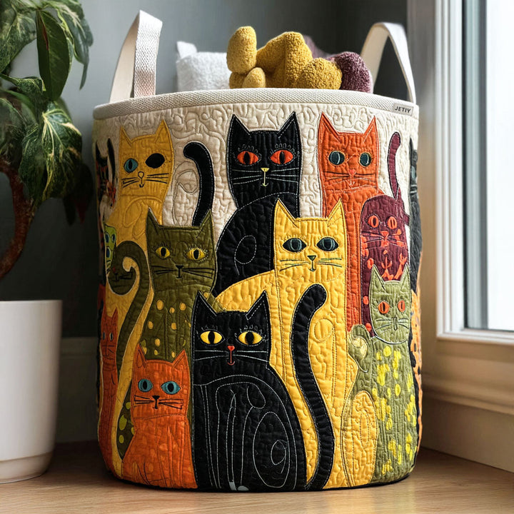 Kattformad quiltad tvättkorg NCU0QN019