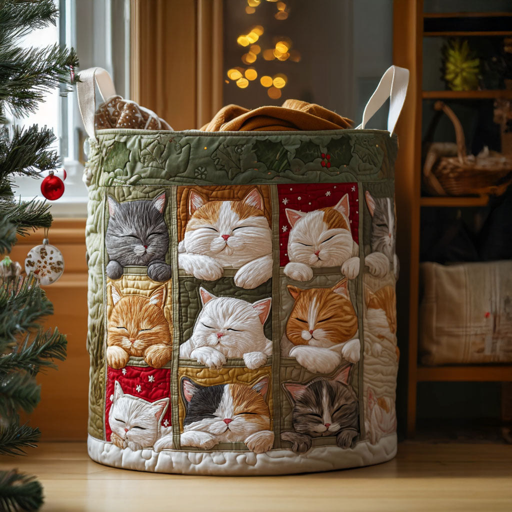 Quiltad tvättkorg med mysig katt NCU0QN034