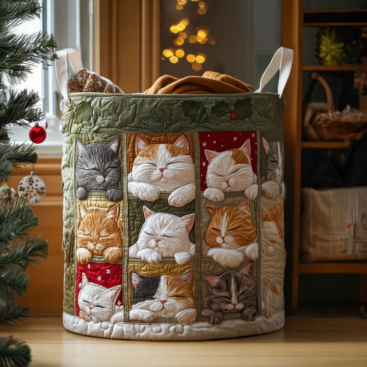 Quiltad tvättkorg med mysig katt NCU0QN034