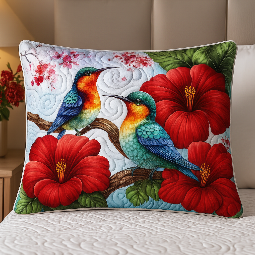 Kuddfodral med quiltade blommor i krämröd NCU0NT8642