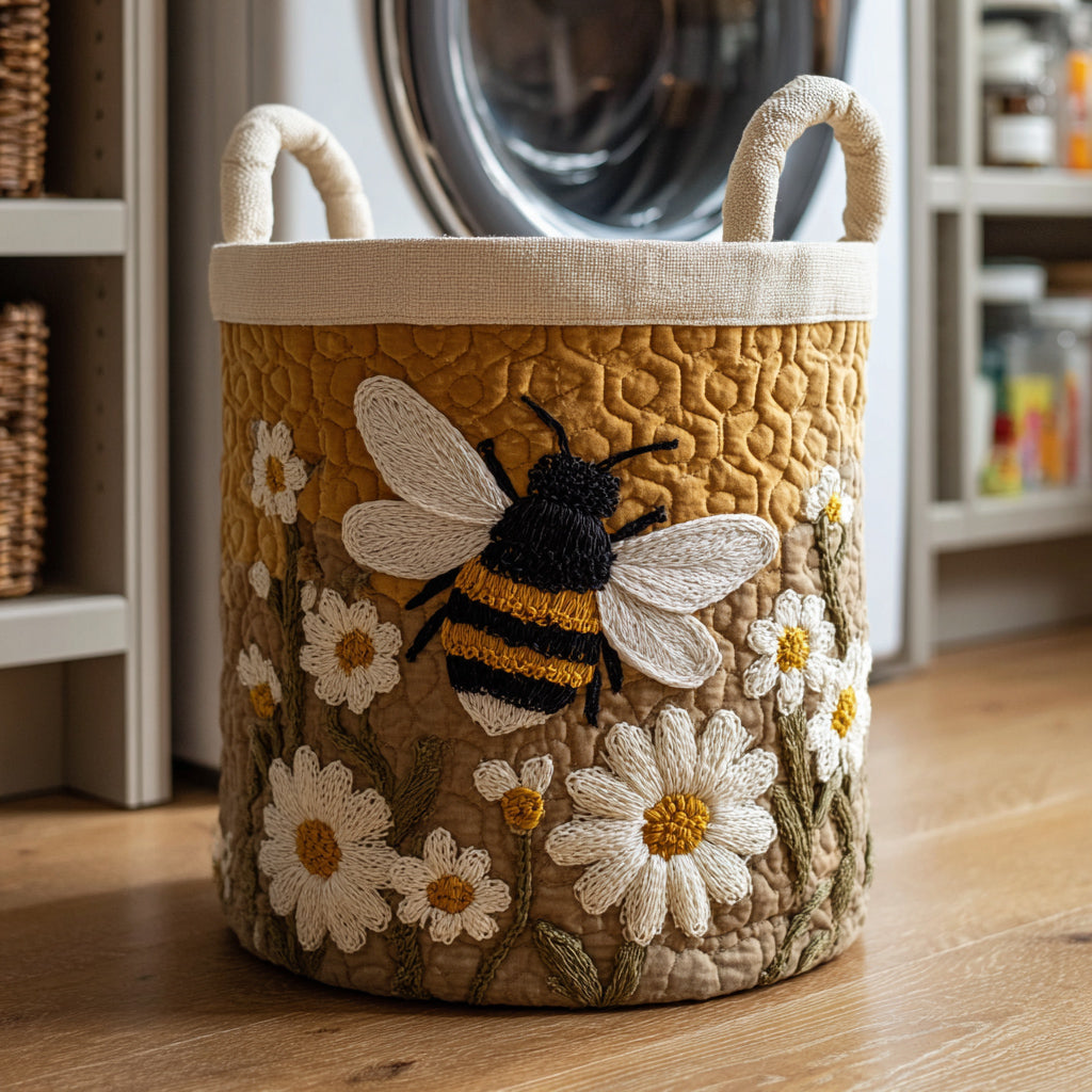 Quiltad tvättkorg med bin och blommor NCU0HNH004