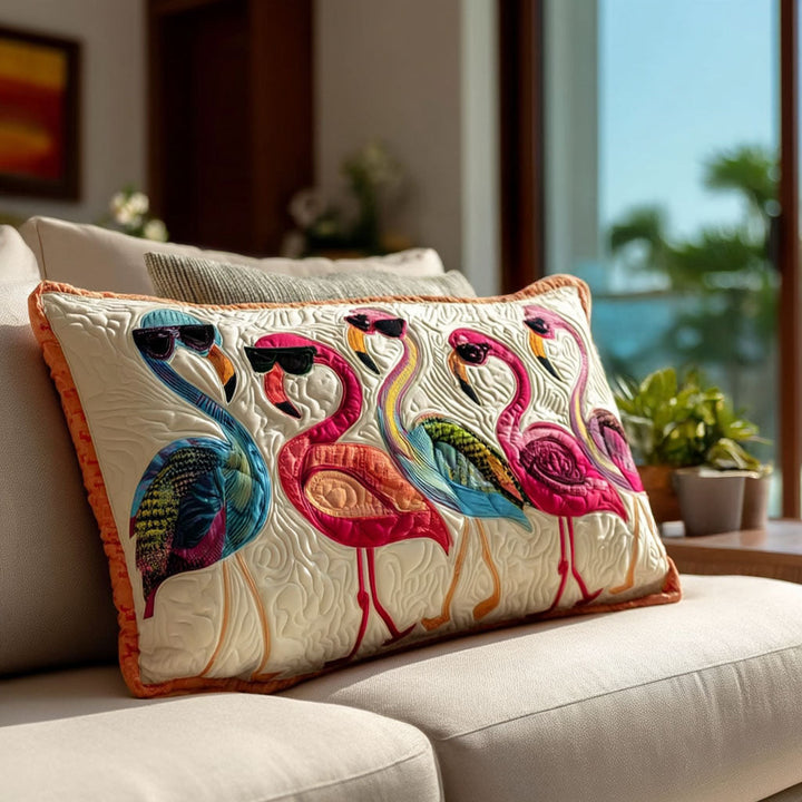 Quiltad kudde med dansande flamingo NCU0PT8488