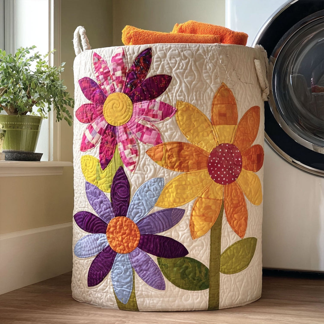Quiltad tvättkorg med blommönster NCU0QN006