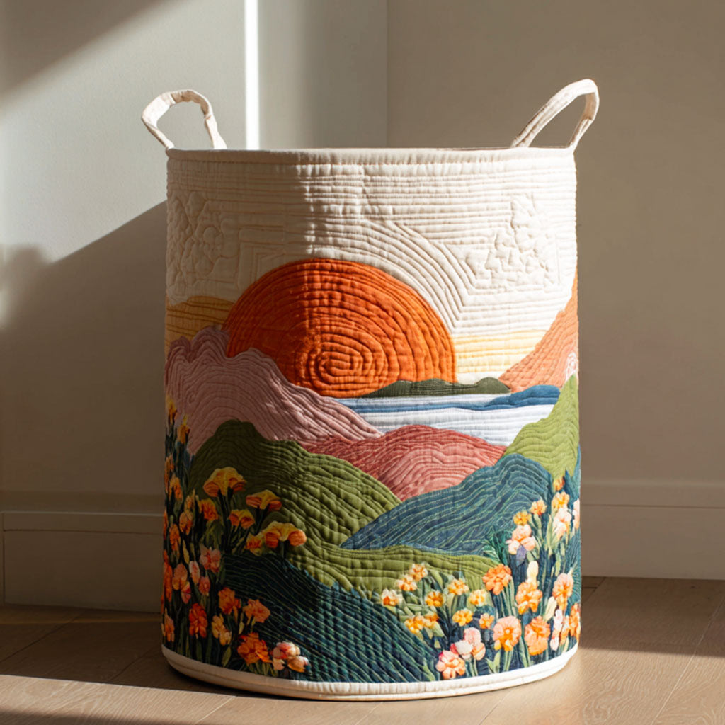 Quiltad tvättkorg med blommönster NCU0PTT1190