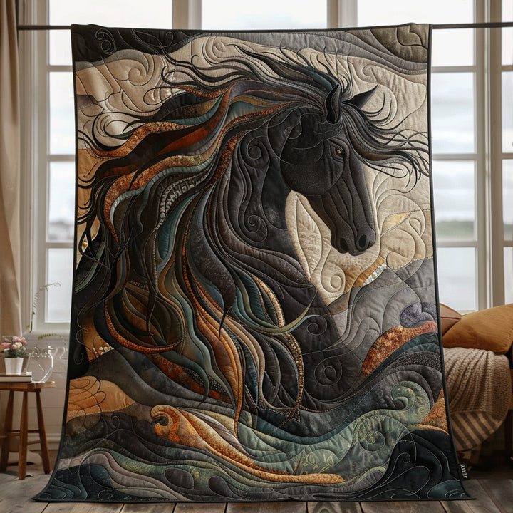 Quiltad Filt med Dynamiskt Hästdesign NCU0PD178