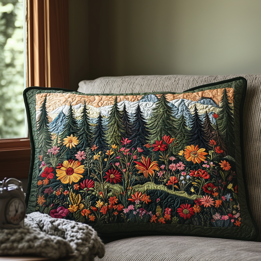 Quiltad kuddfodral med förtrollad skog NCU0DV6349
