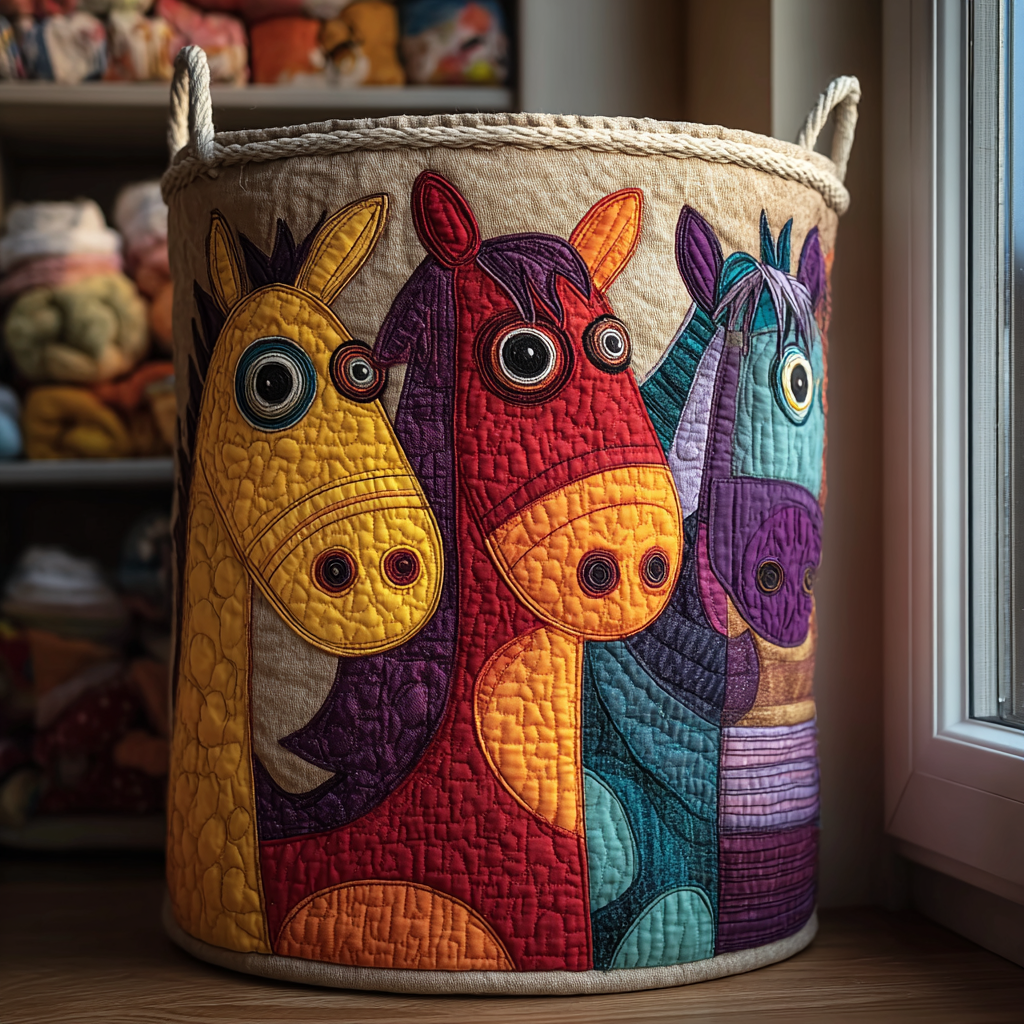 Quiltad tvättkorg med häst NCU0DDK1208