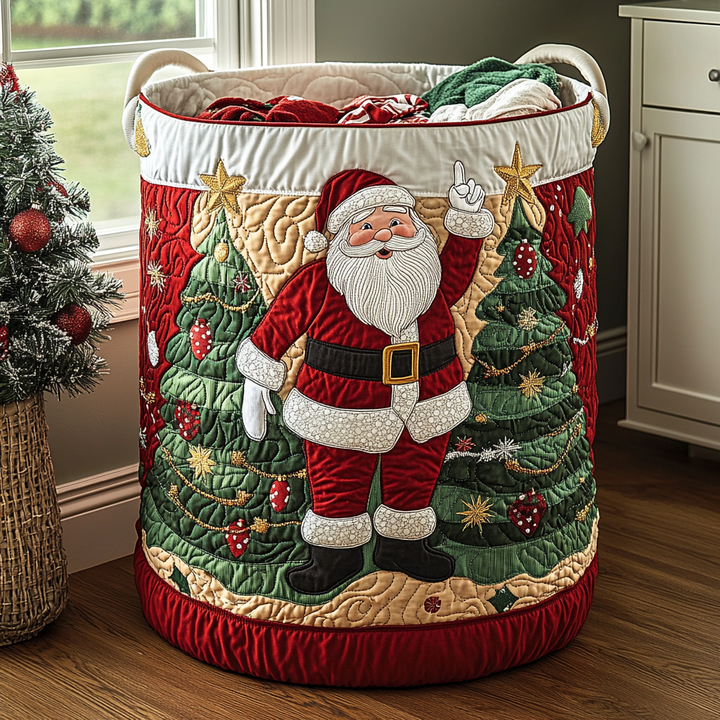 Quiltad tvättkorg med jultomte NCU0QN058