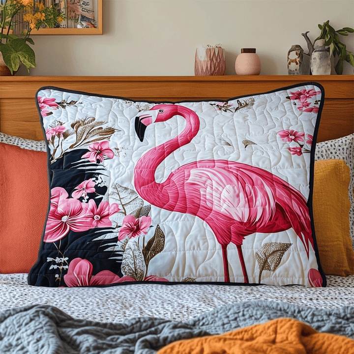 Quiltad kuddfodral med blommig flamingo NCU0DV6348