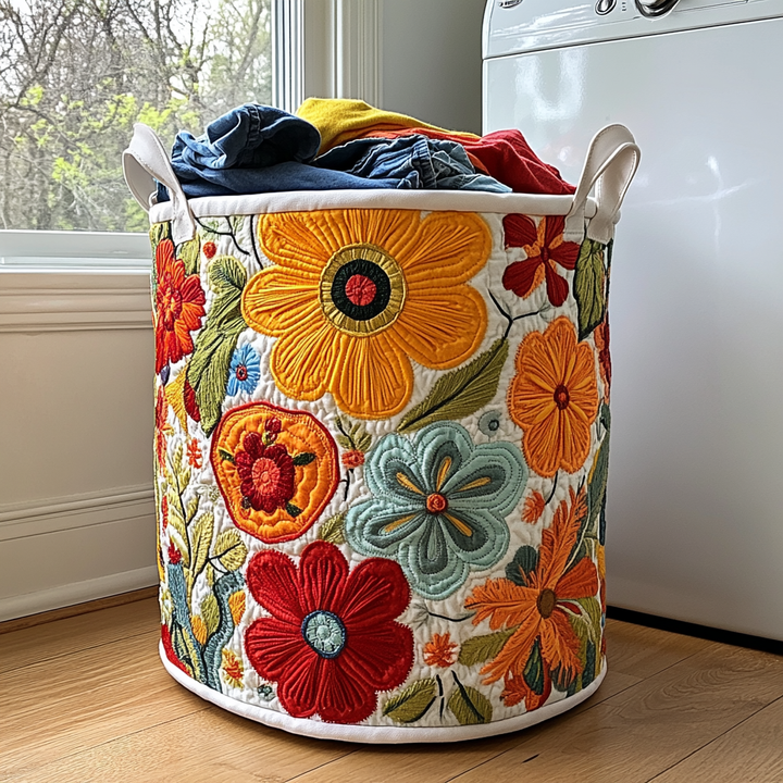 Quiltad tvättkorg med blommönster NCU0DDK696