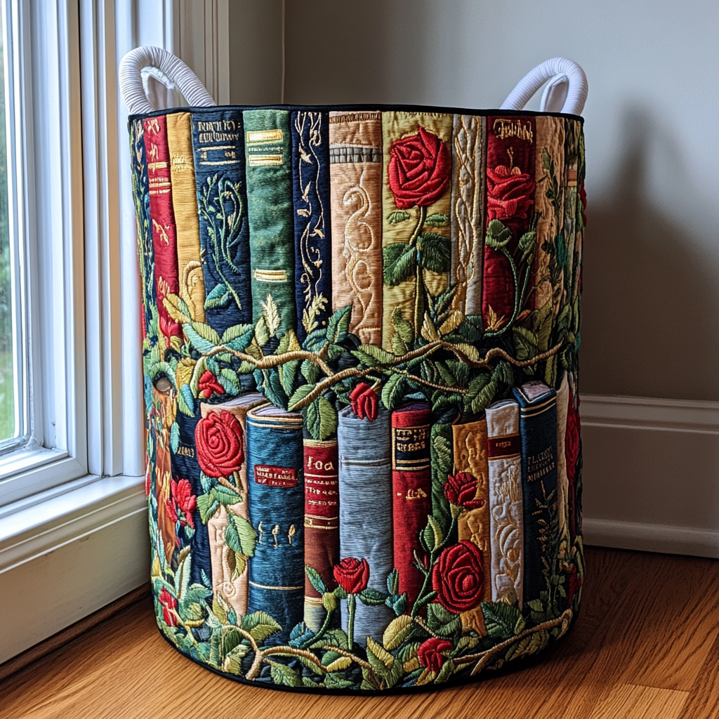 Quiltad tvättkorg med litterär design NCU0DDK834