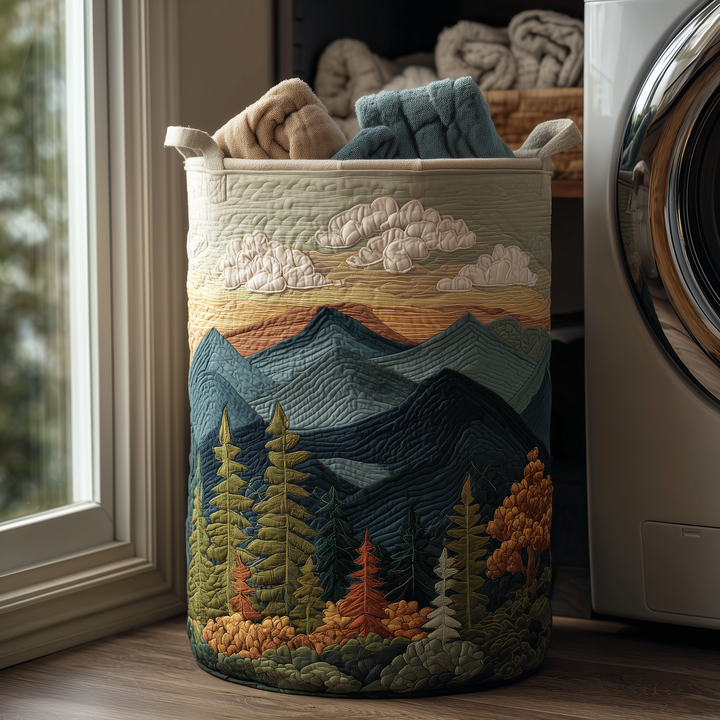 Quiltad tvättkorg med naturlandskap NCU0TH2934