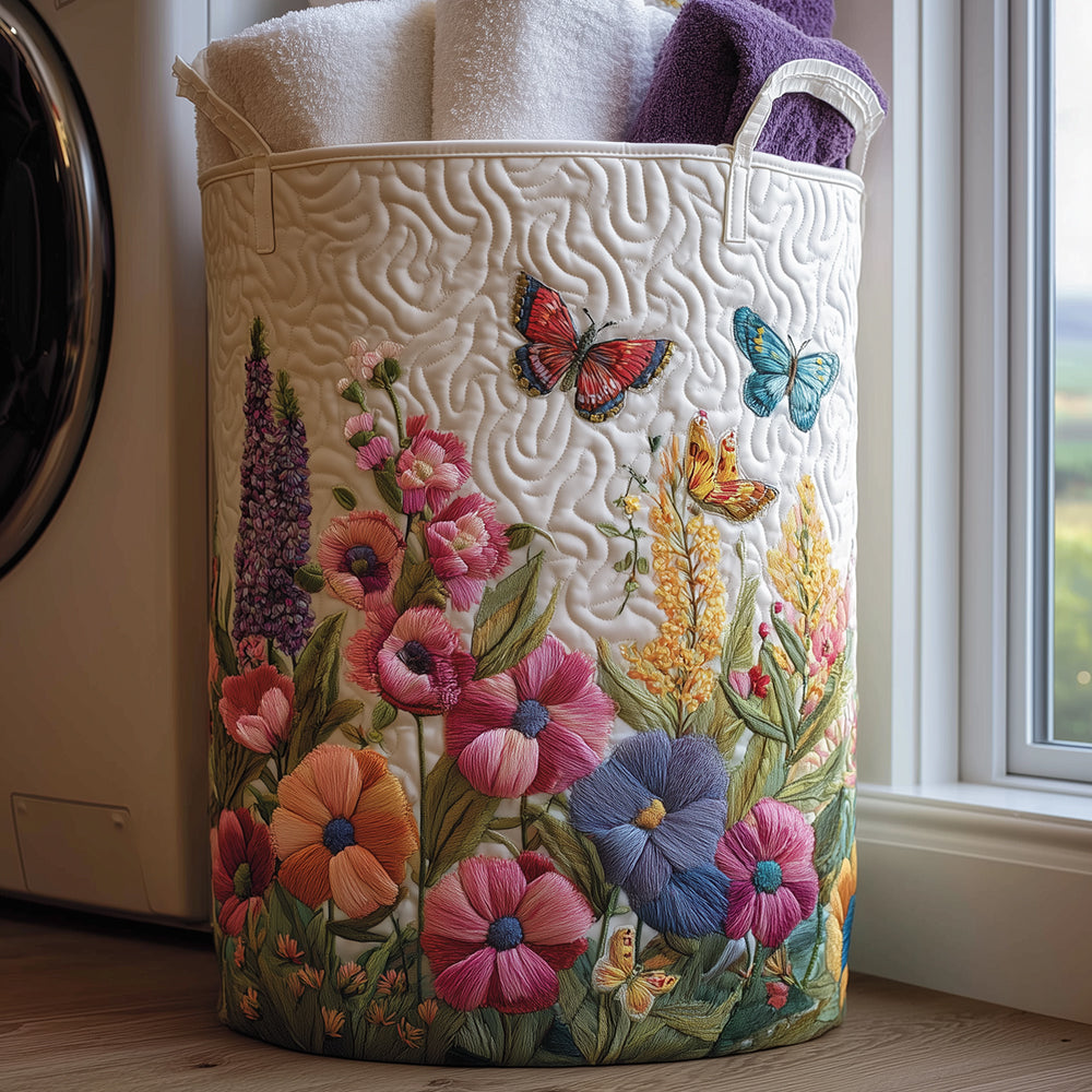 Quiltad tvättkorg med blommönster NCU0TH3016