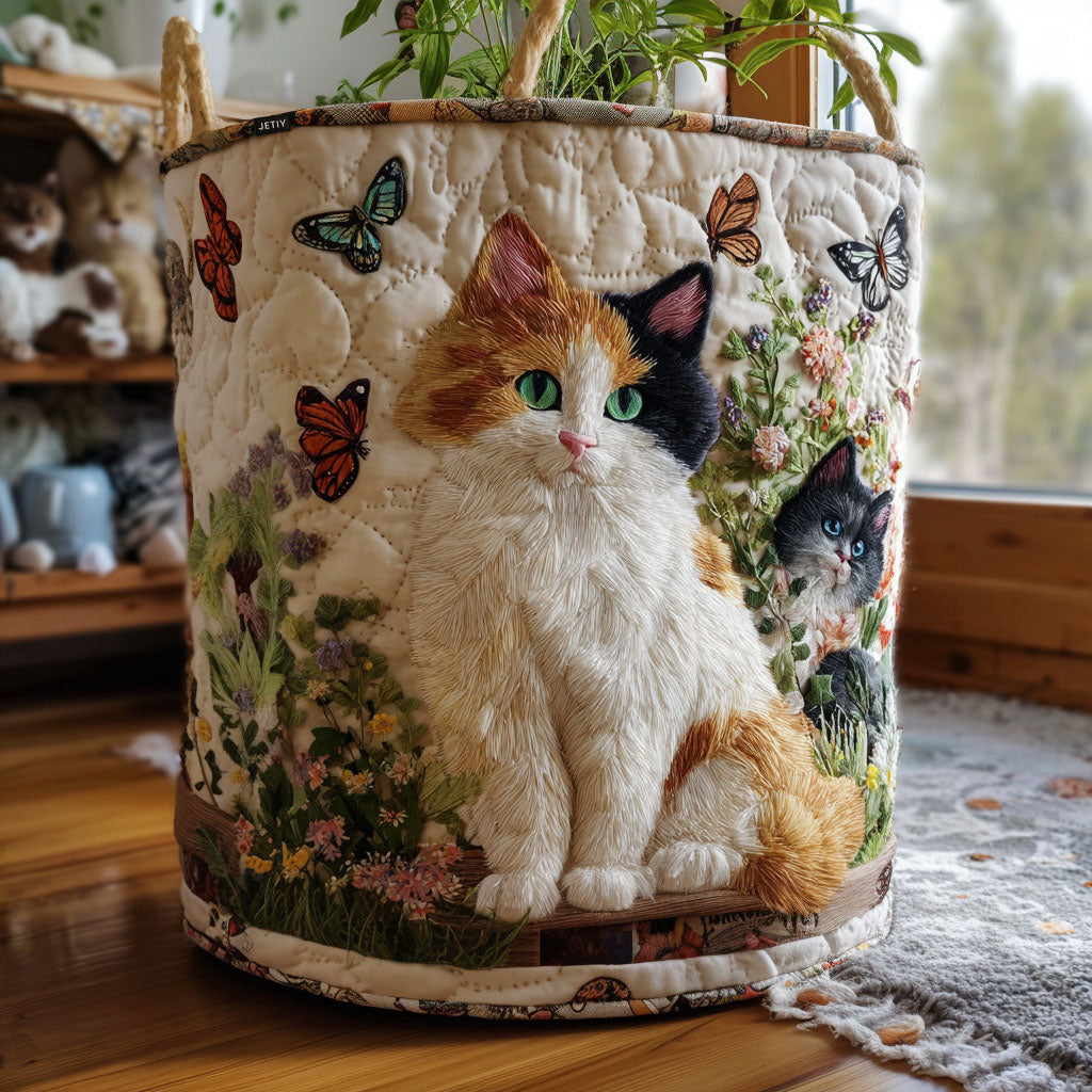 Quiltad tvättkorg med blommönster NCU0PTT1939