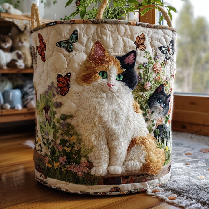 Quiltad tvättkorg med blommönster NCU0PTT1939