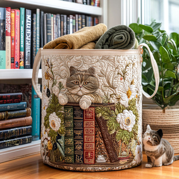 Quiltad tvättkorg med mysig katt NCU0QN034