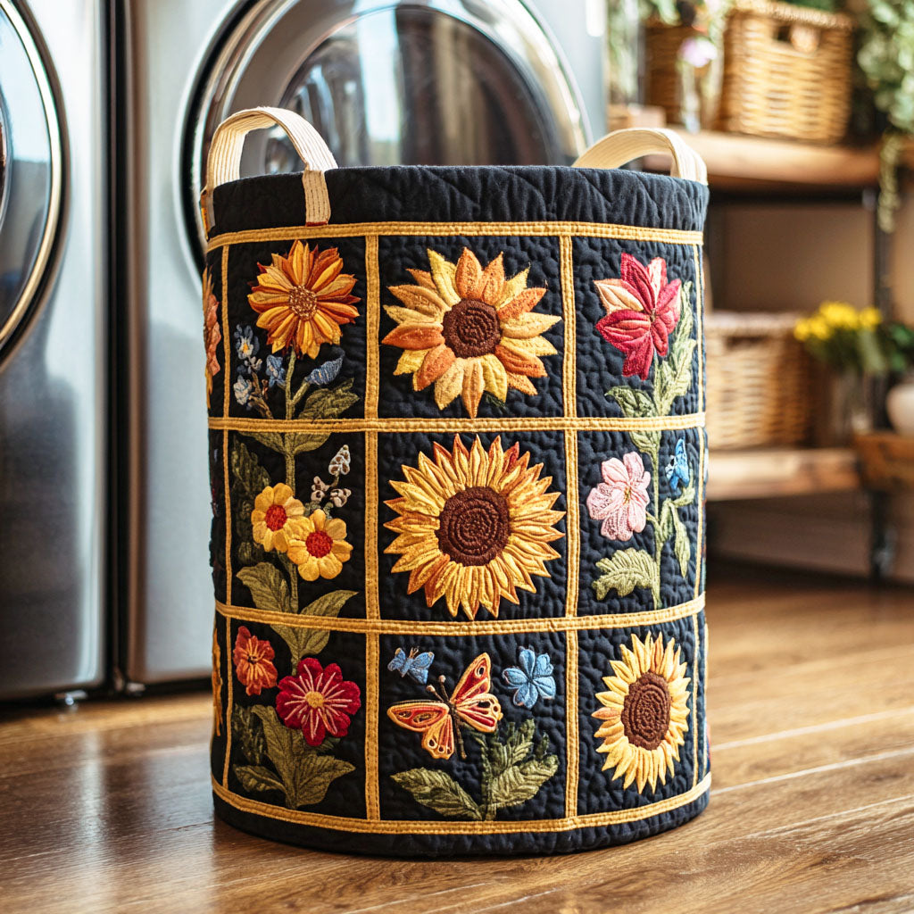 Quiltad tvättkorg med solros NCU0QN042