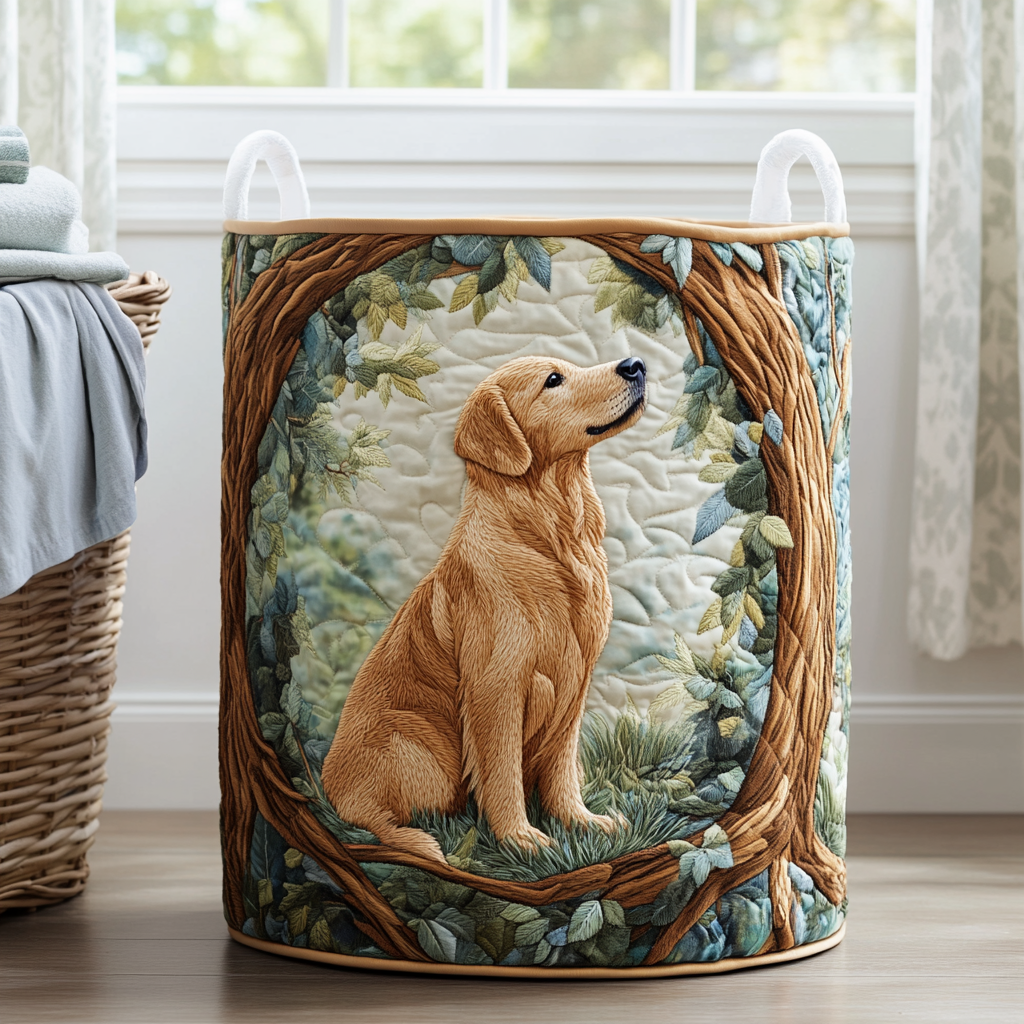 Quiltad tvättkorg med Golden Retriever NCU0DDK840