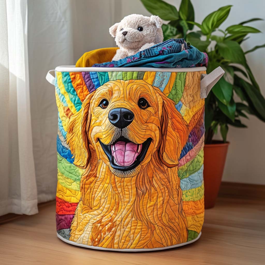 Quiltad tvättkorg med Golden Retriever NCU0QN013